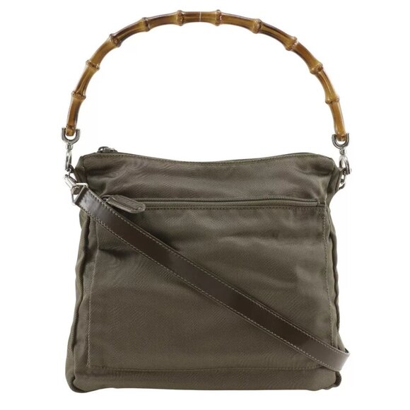 GUCCI Bamboo One Belt Shoulder Bag 000.2404.0509 2WAY khaki Nylon canvas Women - Picture 1 of 12